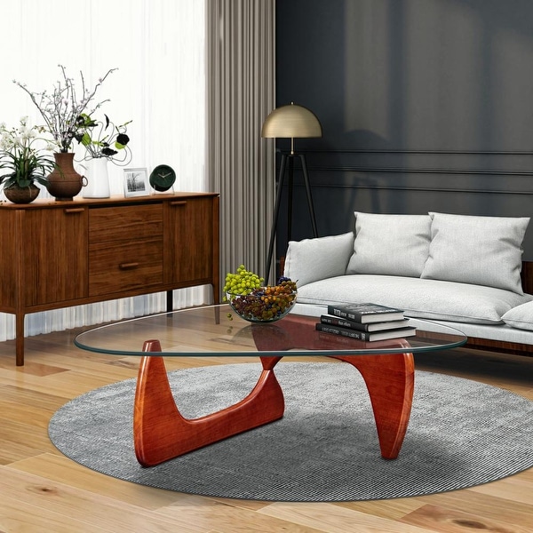 CHERRY Triangle coffee table Wood Base for living room