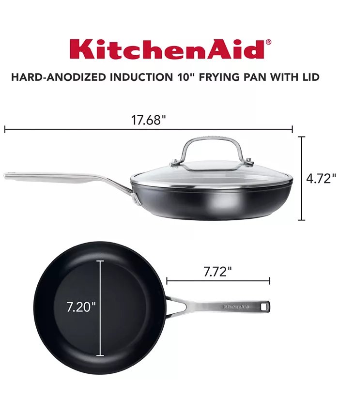 KitchenAid Hard-Anodized Induction Frying Pan with Lid 10 Matte Black