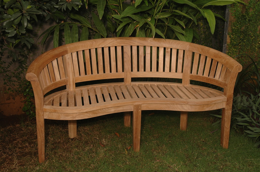 Curve 3 Seater Bench Extra Thick Wood   Transitional   Outdoor Benches   by Tuff Hut  Houzz