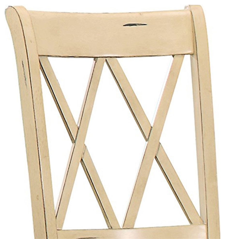 Pine Veneer Side Chair With Double X Cross Back in White with set of 2   Farmhouse   Dining Chairs   by Homesquare  Houzz