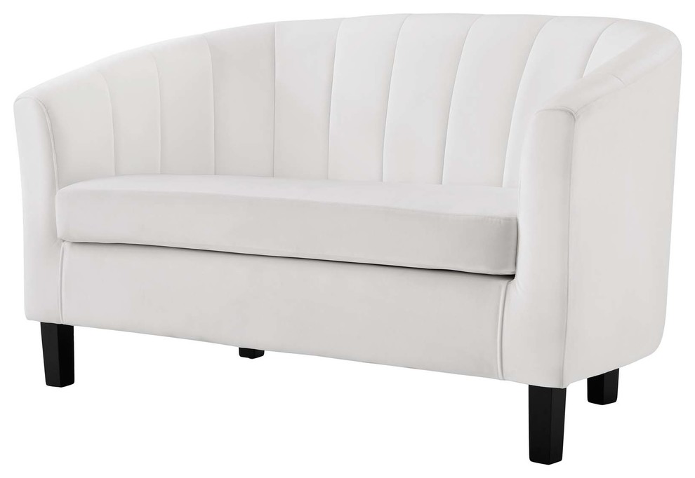 Modern Contemporary Tufted Loveseat Sofa  Velvet Fabric   Transitional   Loveseats   by House Bound  Houzz