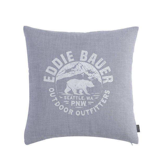 Square Bear Outdoor Outfitters Decorative Throw Pillow Cover Gray Eddie Bauer