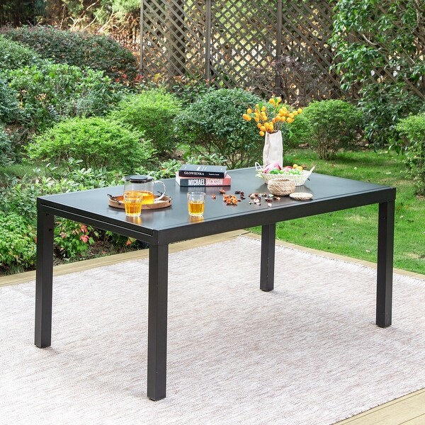 MAISON ARTS Outdoor Metal Rectangle Expandable Table Patio Dining Table for 68 Person