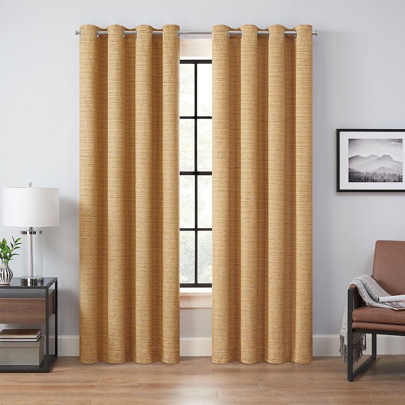 eclipse Magnitech Branson Stripe 100% Blackout Grommet Magnetic Closure Window Curtain Panel