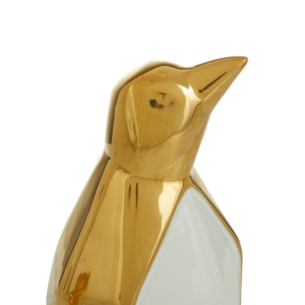 Gold Porcelain Penguin Sculpture (Set of 2)   S/2 11\