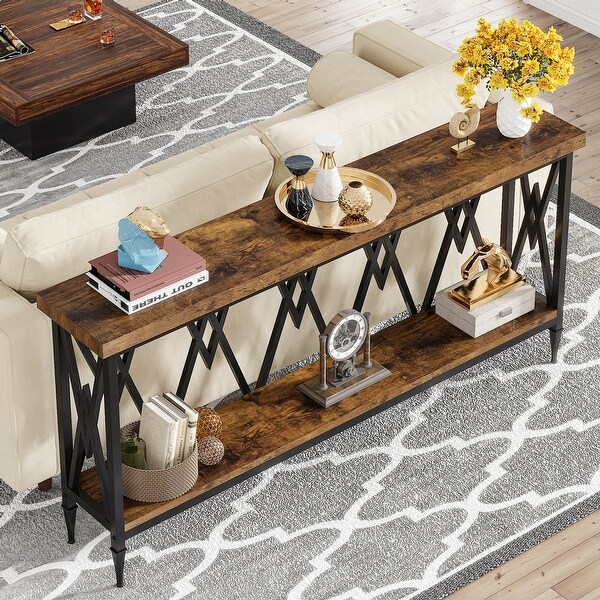 70.9 Inche Long Console Sofa Table Living Room，Entryway Hallway Accent Tables with Stylish Metal Frame