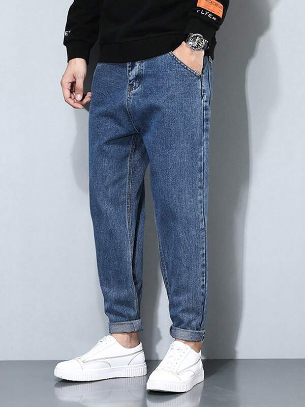 Men Slant Pocket Carrot Jeans