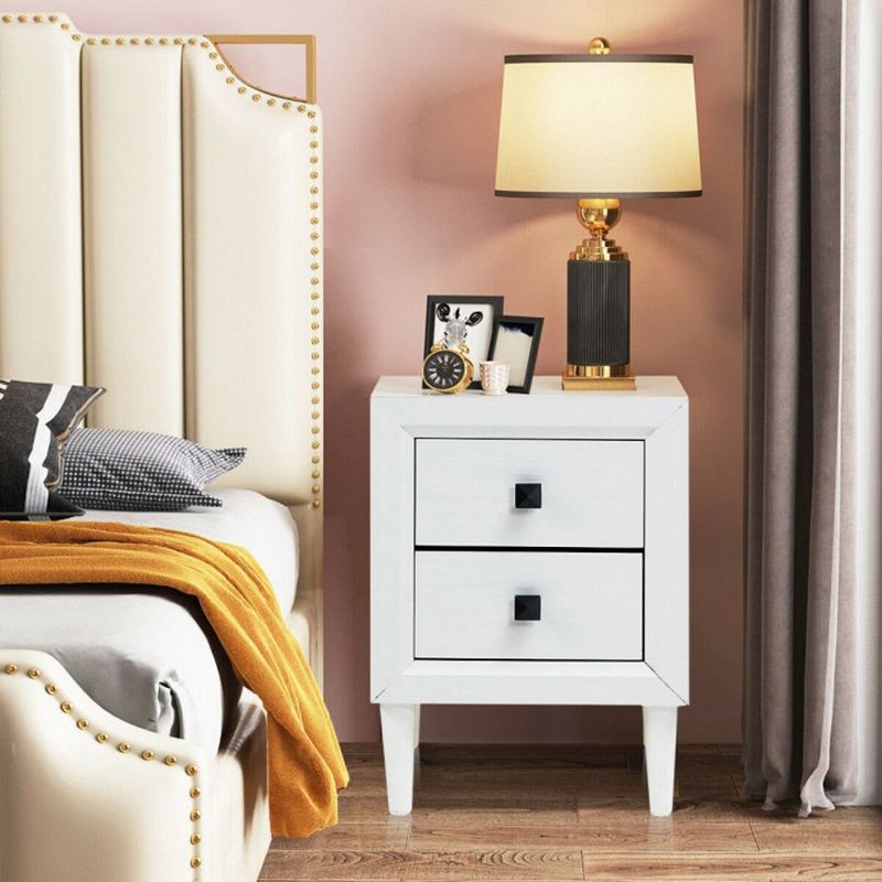 Hivago 2 Pieces Multipurpose Retro Nightstand Set with 2 Drawers