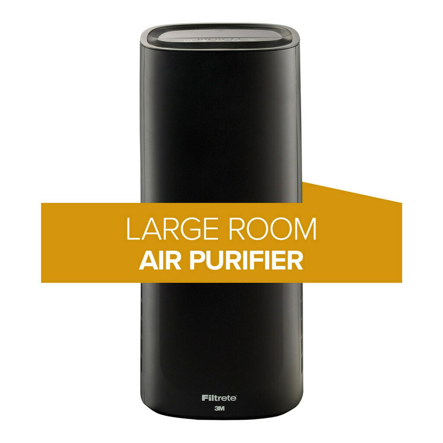 Filtrete by 3M Air Purifier， Large Room Tower， 290 Sq gt Coverage， Black， TRUE HEPA Filter Included