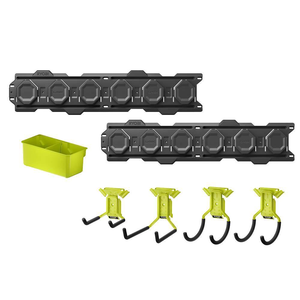 RYOBI LINK Tool Crate with LINK 7-Piece Wall Storage Kit and LINK Wall Rails (2-Pack) STM104-STM503K-STM504