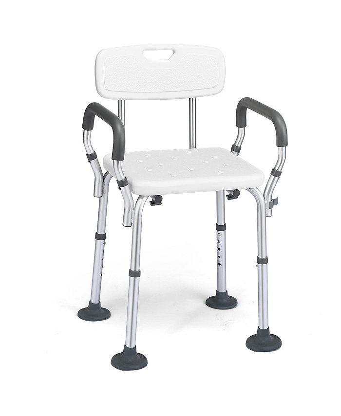 Costway Shower Chair Bathtub Adjustable Height Bench w  Removable Armrests and Back