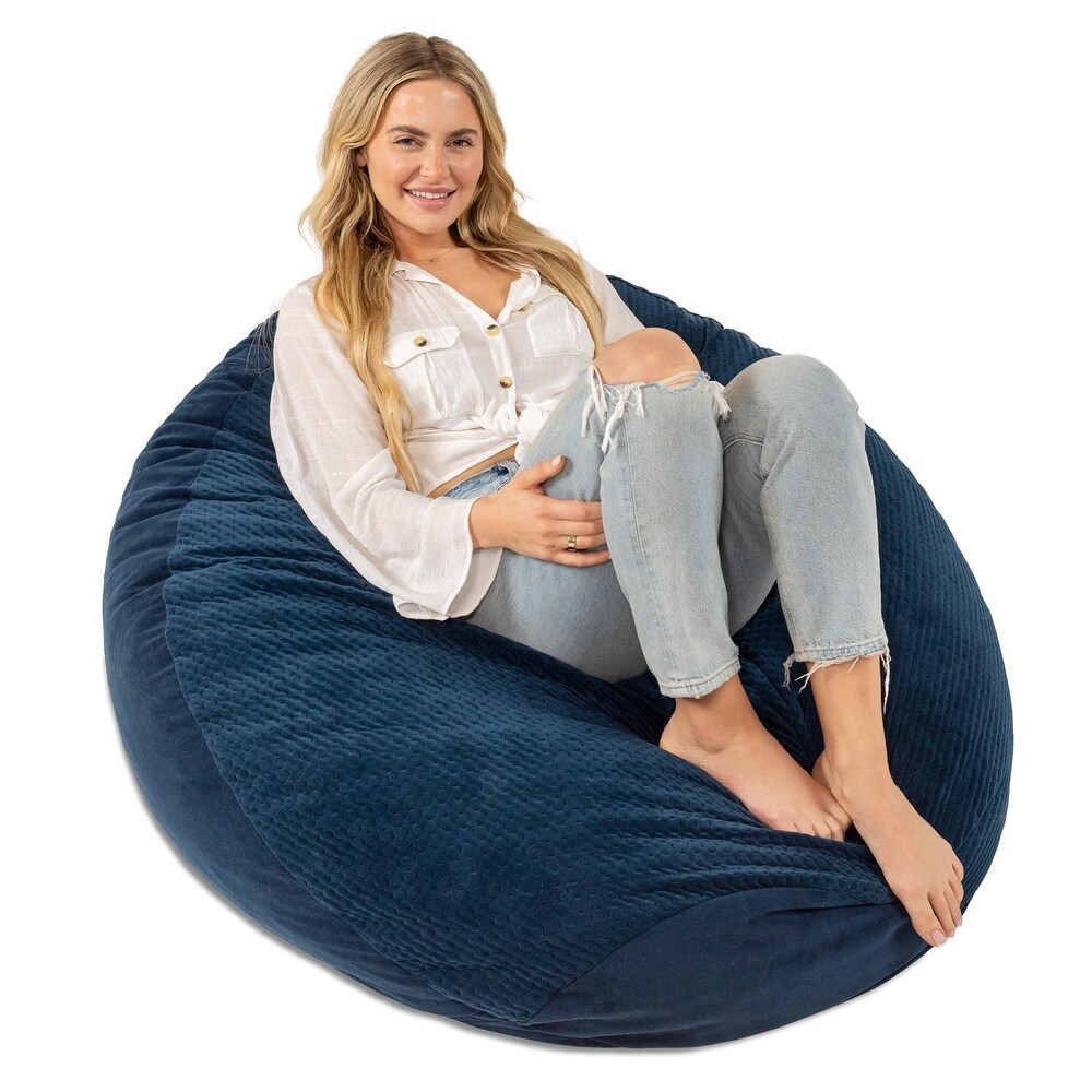 Jaxx Koku   Designer Oval Two Tone Bean Bag Chair   Quilted Microvelvet