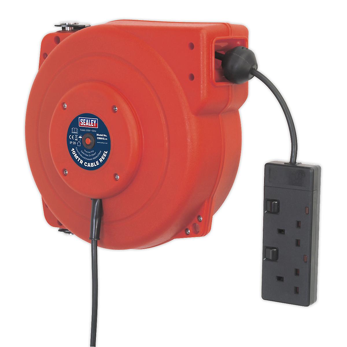 Sealey Crm10 Cable Reel System Retractable 10Mtr 2 X 230V Socket