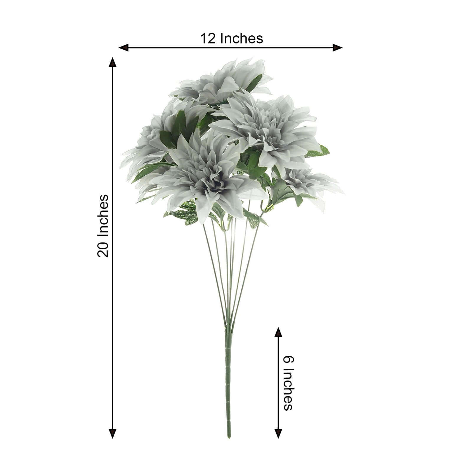 2 Bouquets Silver Artificial Silk Dahlia Flower Spray Bushes 20