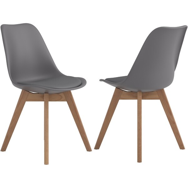 Mid-Century Modern Design Grey with Oak Legs Dining Chairs (Set of 2)