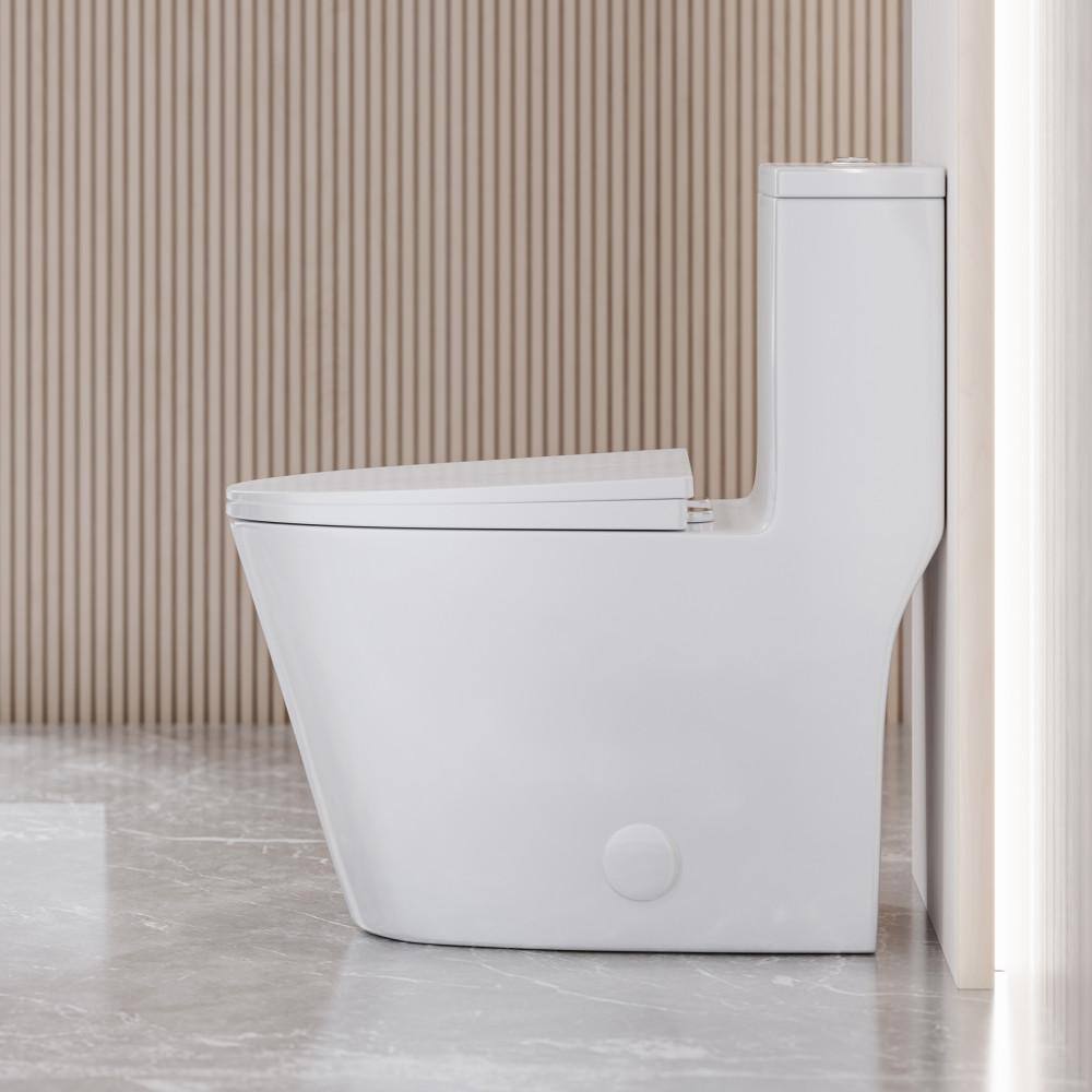 Swiss Madison Dreux 1-piece 0.951.26 GPF Dual Flush Elongated Toilet in Glossy White Seat Included SM-1T181