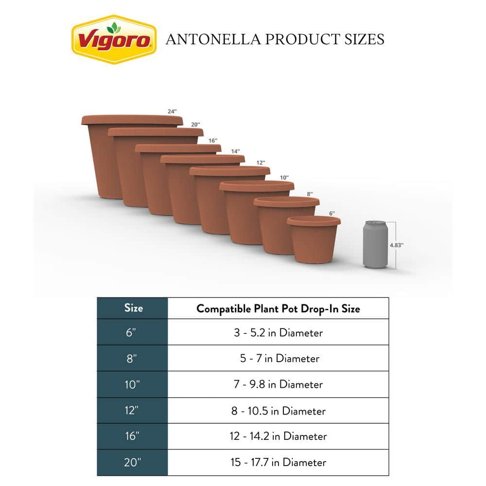 Vigoro 16 in. Antonella Large Black Plastic Planter (16 in. D x 12.8 in. H) with Drainage Hole PCP16005G18