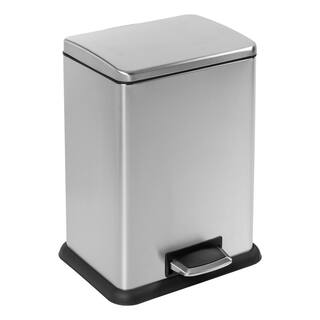 Honey-Can-Do 15.3 Gal. Silver Stainless Steel Wide Step Trash Can with Lid TRS-09336