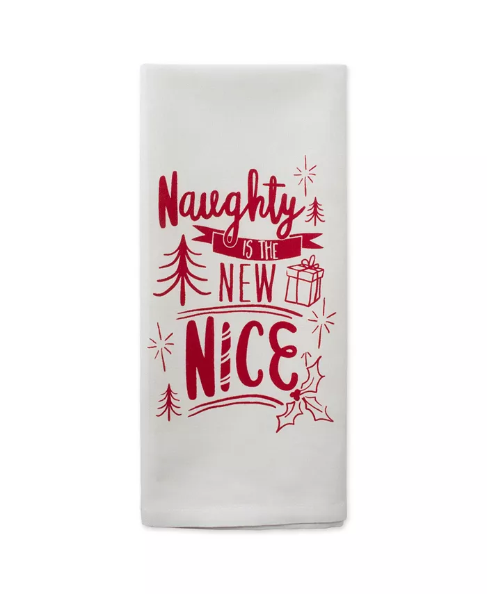 Design Imports Assorted Naughty Nice Holiday Printed Dishtowel Set