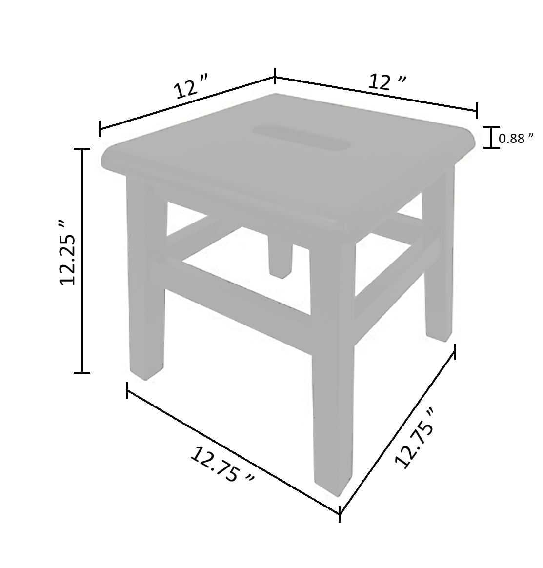 eHemco Solid Hardwood Wooden Step Stool for Adults and Kids， 12.25 Inches Height， Natural