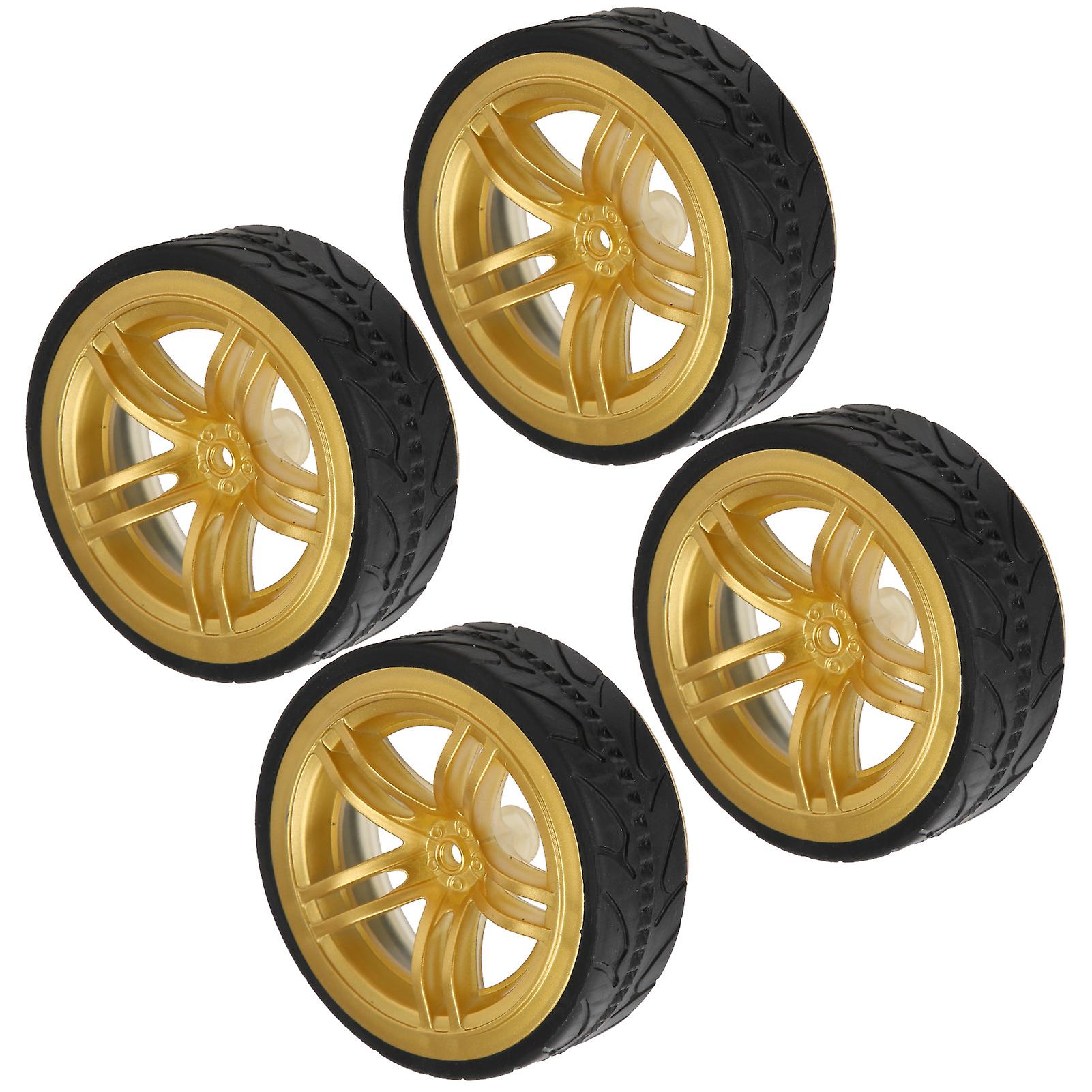 1/10 Racing Rc Car Wheel Plastic Wheel Hub With Grooved Rubber Rc Car Spare Accessorygold