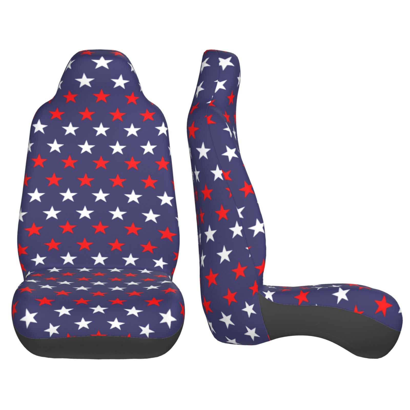 TEQUAN Front Seat Covers， Usa America Stars Pattern 2 Piece Car Seat Cover Fit Most Car SUV Truck Van