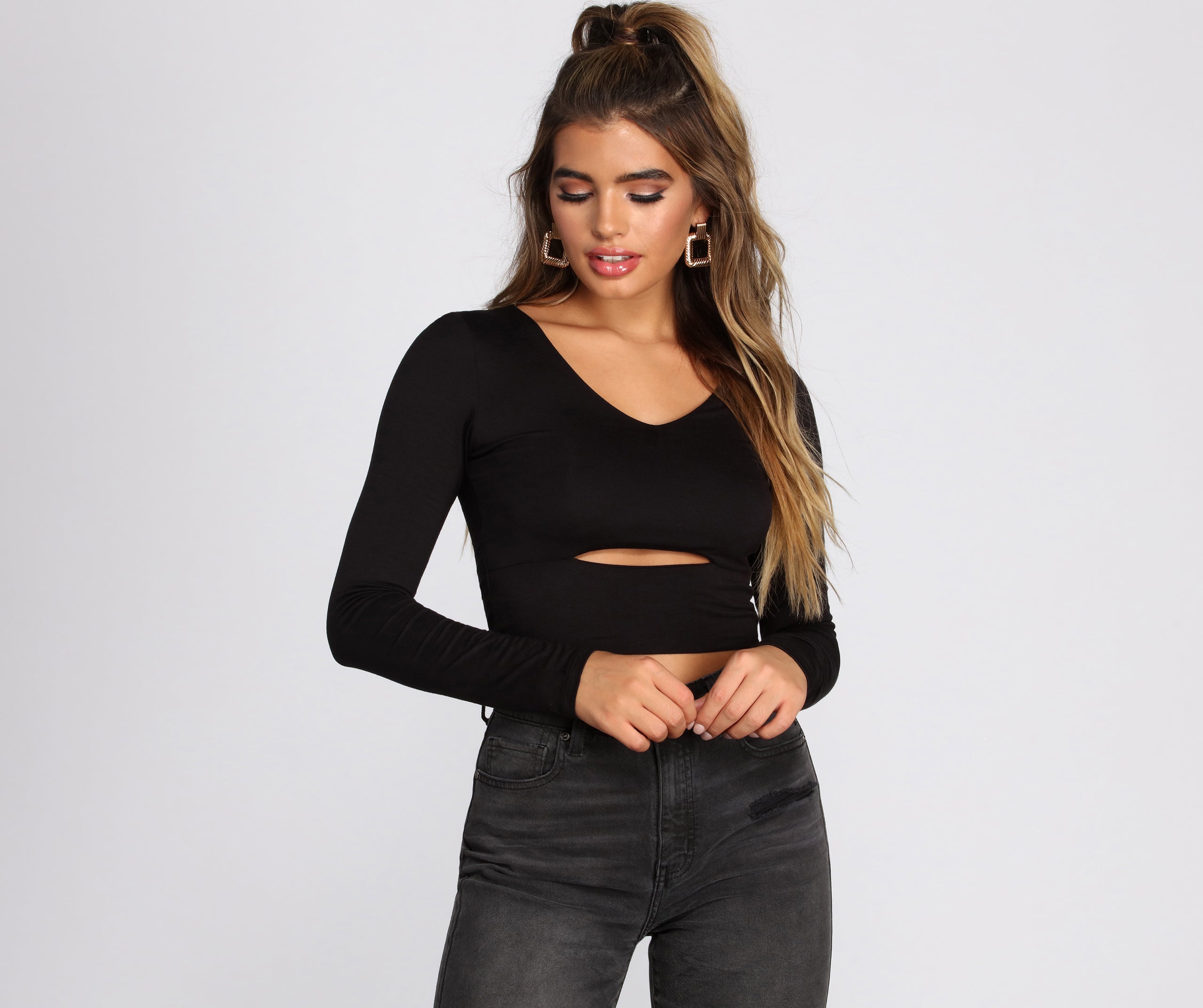 Cut Out Knit Crop Top