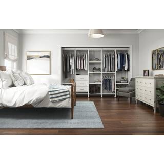 CLOSETS By LIBERTY 113 in. W White Adjustable Tower Wood Closet System with 3 Drawers and 19 Shelves HS45674-RW-10