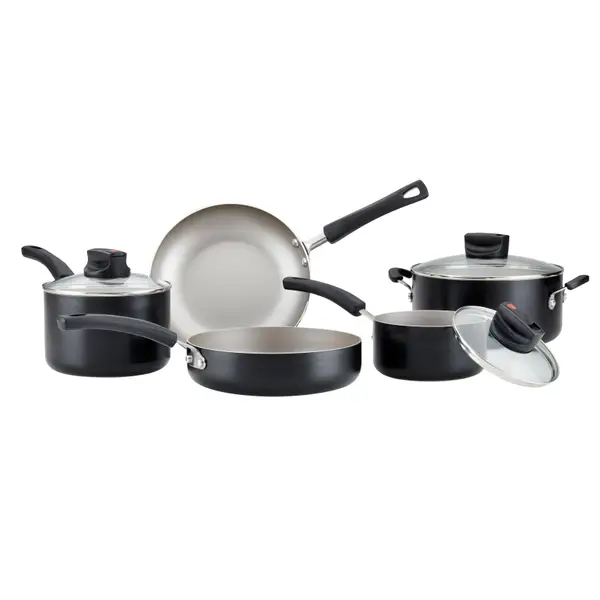 Farberware 14-Piece Black Smart Control Aluminum Nonstick Cookware Set