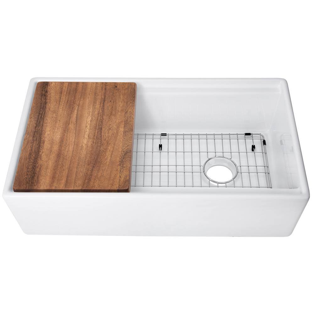 Cahaba Fireclay 36 in. Single Bowl Farmhouse Apron Workstation Kitchen Sink CAFC36AFSBKW