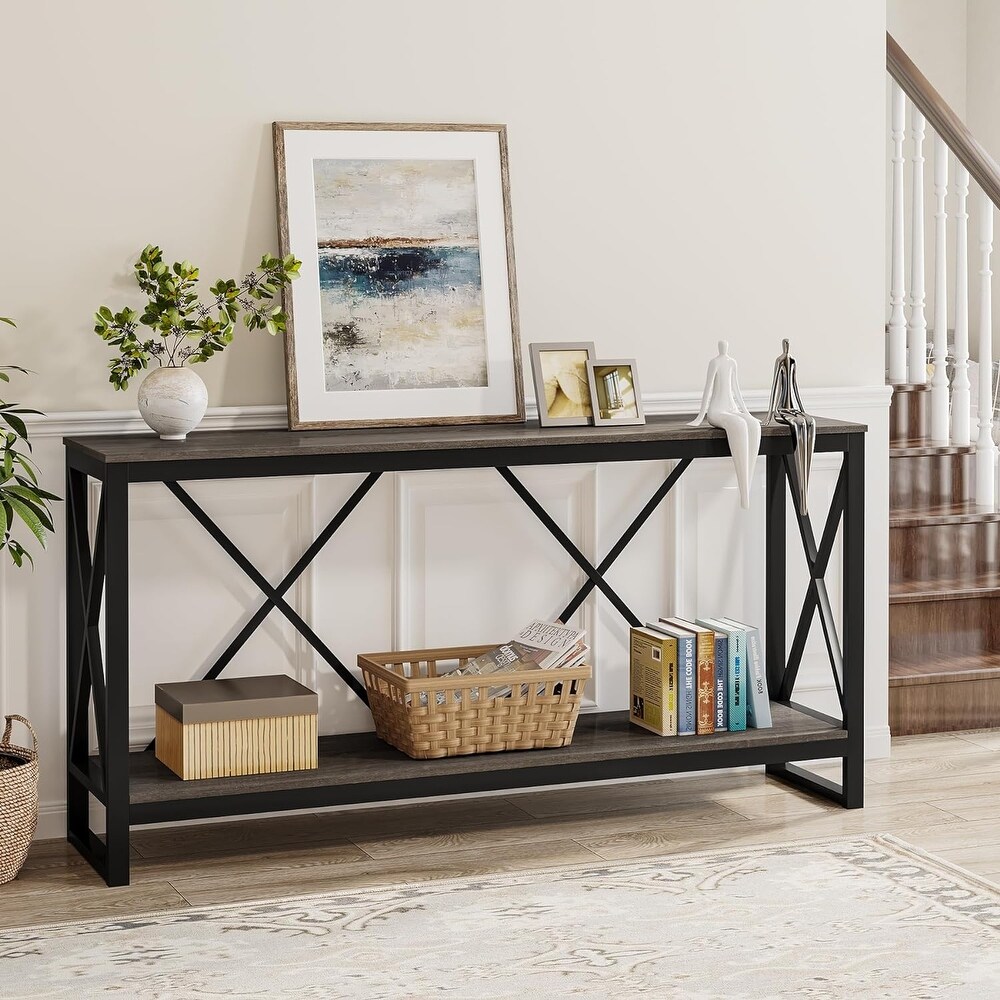 70.9 Inch Console Table  Industrial Sofa Table Narrow Long Entry Table   70.9\