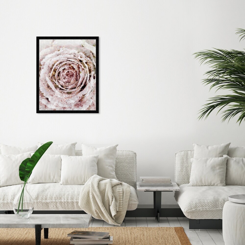 Blush Pink and White Rose Flower Farmhouse Frame Art Print for Entry Way