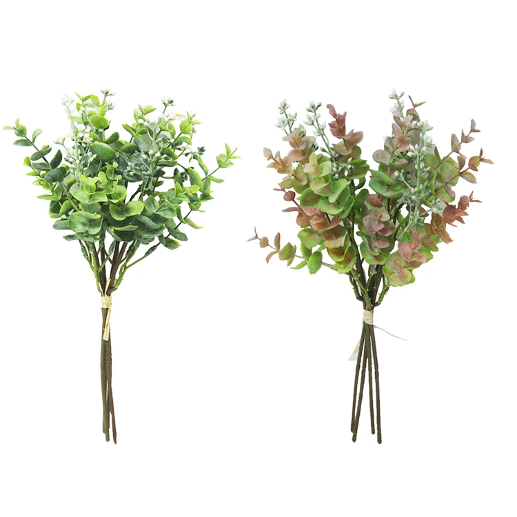 Manufacturer wholesale artificial garden landscape wedding decoration green leaves foliage bunch seeded eucalyptus spray