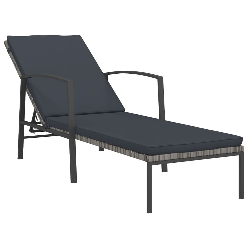 vidaXL Patio Lounge Chair Sunbed Outdoor Sunlounger with Cushion Poly Rattan   76.8\