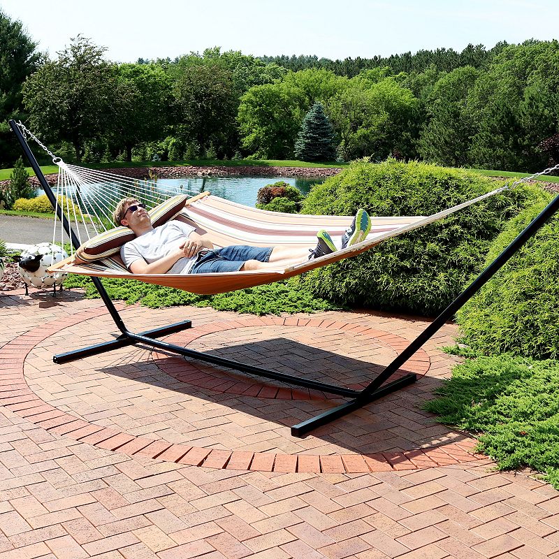 Sunnydaze 2-person Double Quilted Hammock With 15' Stand