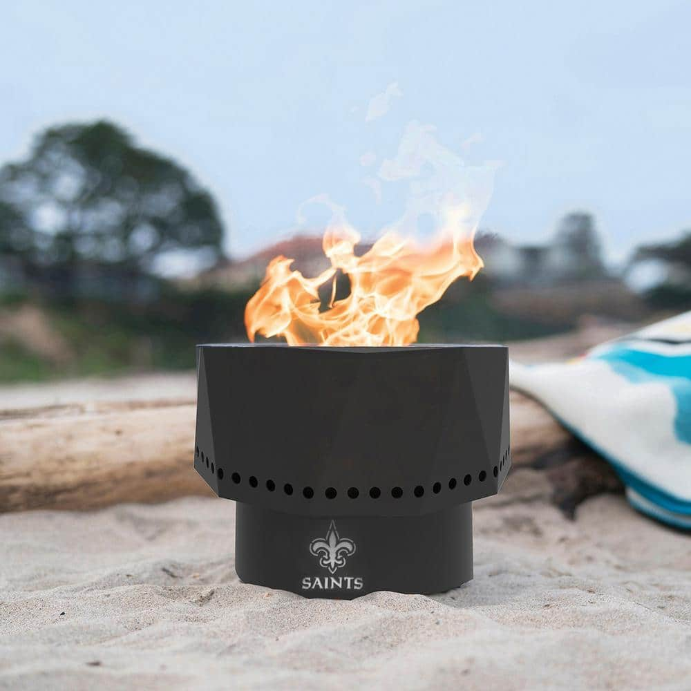 BLUE SKY OUTDOOR LIVING Ridge NFL 15.7 in. x 12.5 in. Round Steel Smokeless Wood Pellet Portable Fire Pit with Bag, Screen-New Orleans Saints PFP1513-SAINTS