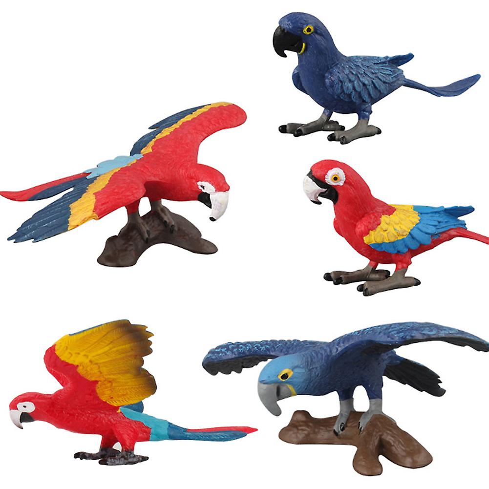 5pcs Mini Cute Parrot Bird Simulation Animal Model Toy Children Early Education Micro Bird Animal Doll Decoration