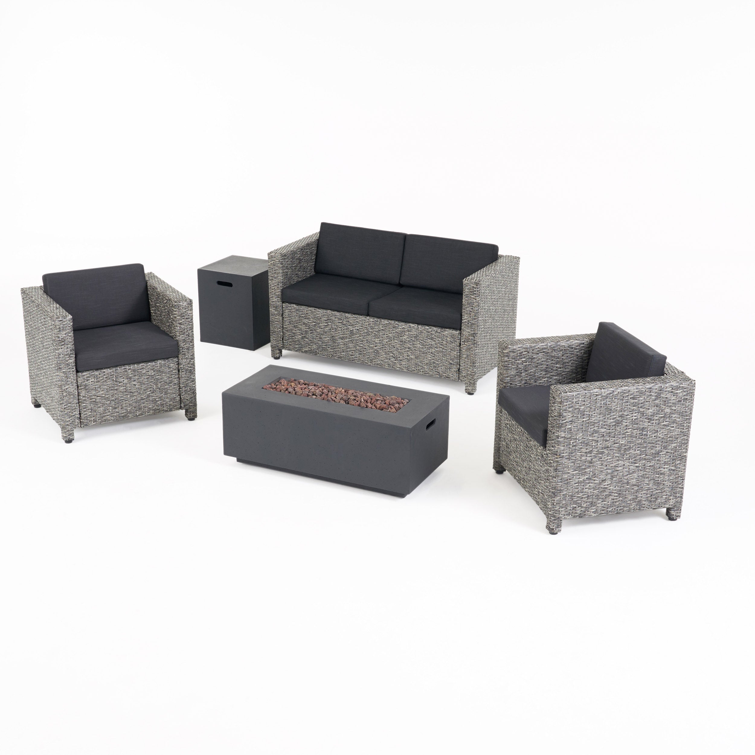 Venice 4-Seater Outdoor Fire Pit Sofa Set