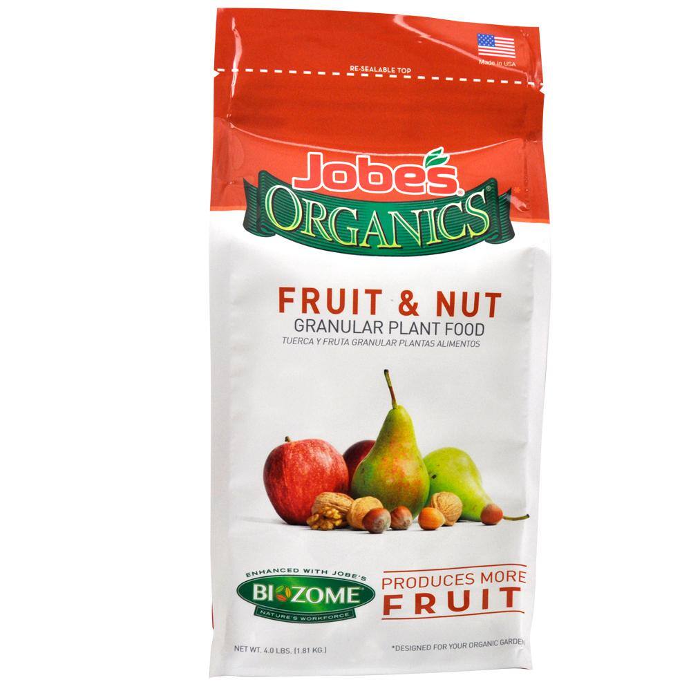 Jobe's Organics 4 lb. Organic Granular Fruit and Nut Plant Food Fertilizer with Biozome OMRI Listed 09227