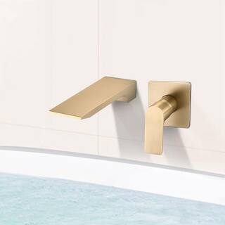 Satico Single-Handle Waterfall Spout Wall Mount Bathroom Sink Faucet in Brushed Gold SCBF121704