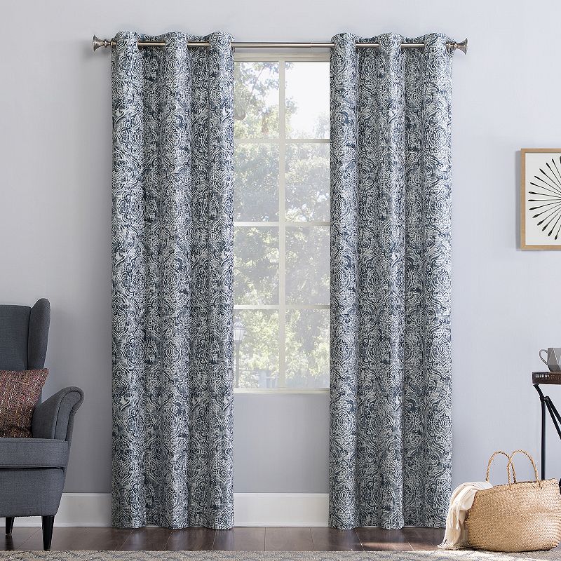 No. 918 Kenji Medallion Draft Shield Fleece Insulated Room Darkening Grommet Window Curtain