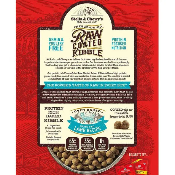 Stella and Chewy Raw Coated Kibble Grass Fed Lamb Recipe Dry Dog Food;