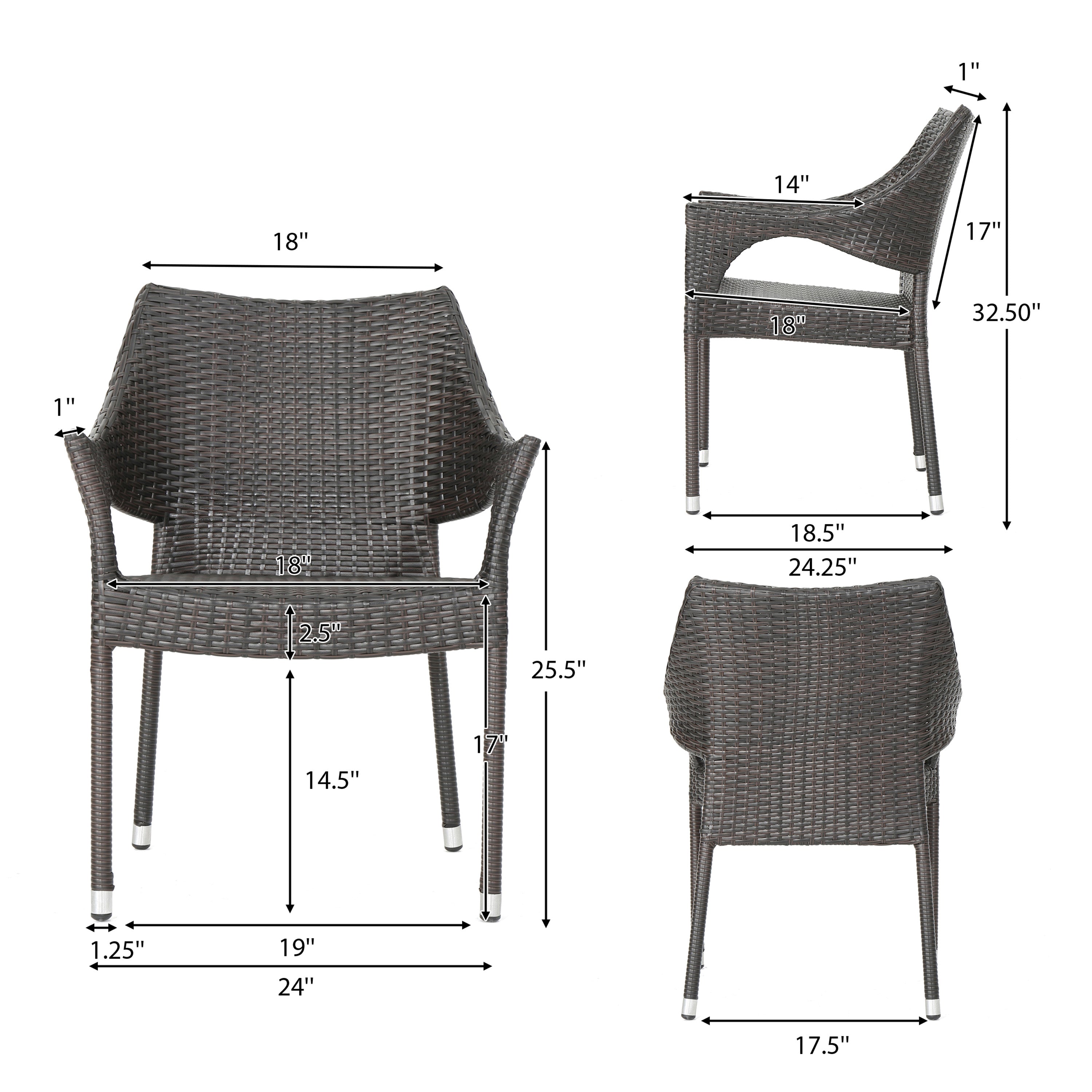 Nix Outdoor 5 Piece Wicker Dining Set with Round Acacia Wood Slat Top Table