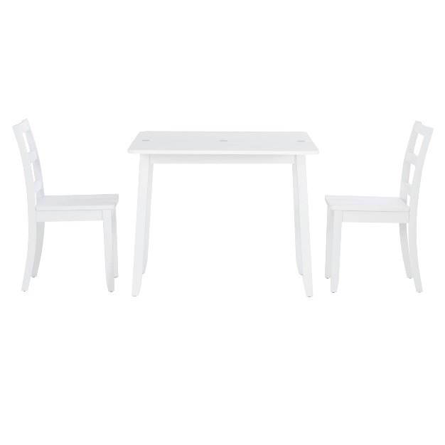 3pc Alberts Solid Wood Hidden Storage Folding Dining Set Clean Bright White Finish Linon