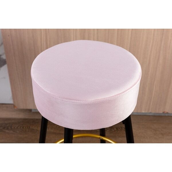 Modern Set of 2 Counter Height Bar Stools with Golden Footrest