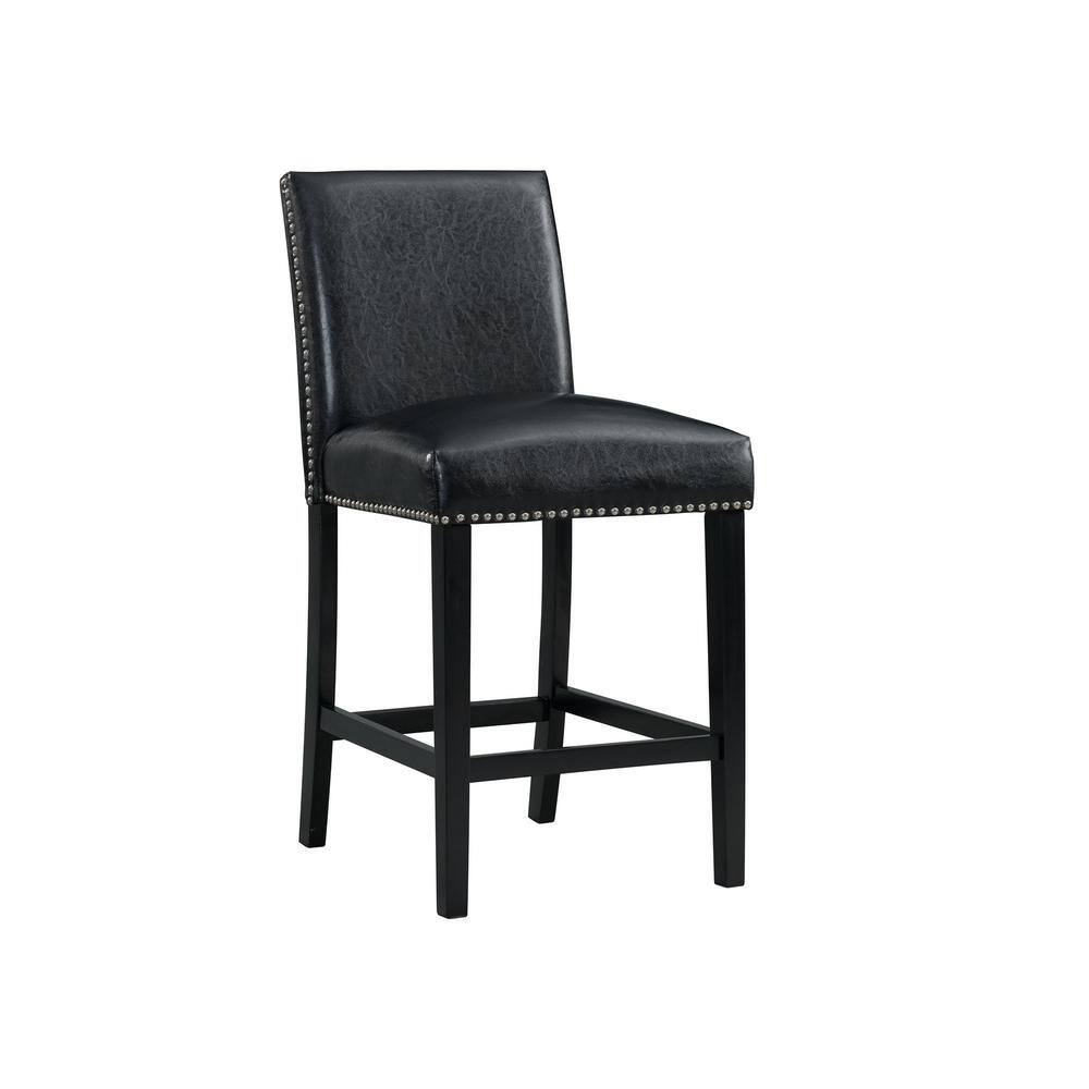 Picket House Furnishings Pia Faux Leather Counter Height Side Chair Set in Black DMI100CSC