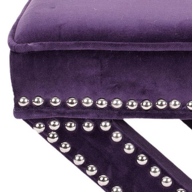 Arnold Ottoman  Silver Nail Heads Purple   Contemporary   Footstools And Ottomans   by Rustic Home Furniture Deco  Houzz