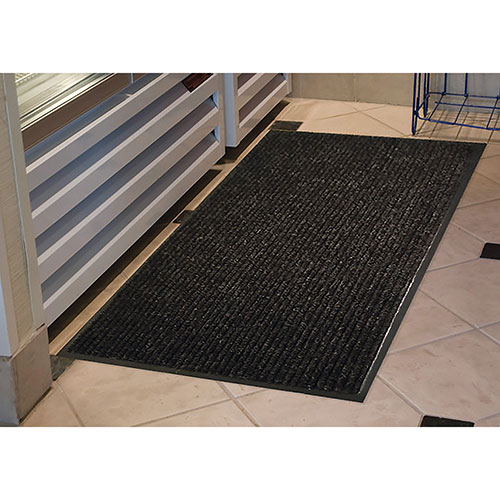 Genuine Joe Vinyl Backed Vinyl Floor Mat | 4' x 6'， Charcoal | GJO55461