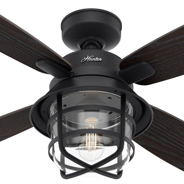 Port Royale Damp Rated Ceiling Fan With Remote includes Led Light Bulb Hunter Fan