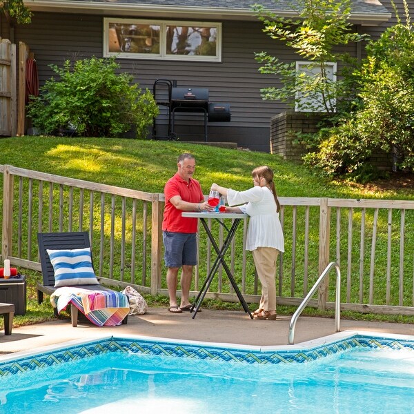 Folding Round Patio BarHeight Table